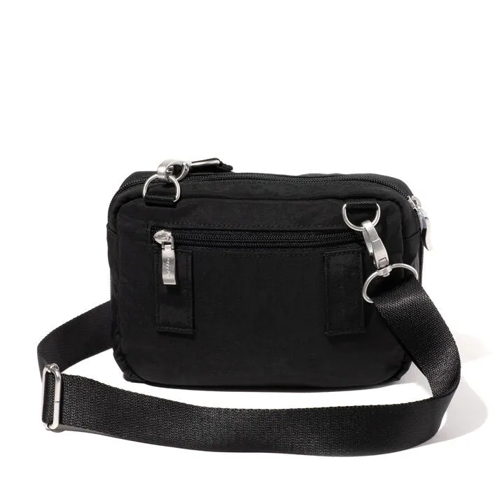 Modern Double Zip Crossbody | Black