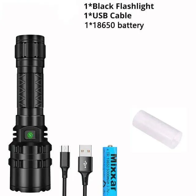 New 5000000LM High Power  Powerful LED Flashlight Tactical Military Torch USB Camping Lanterna Waterproof Self Defence