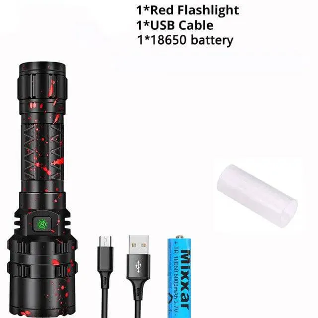 New 5000000LM High Power  Powerful LED Flashlight Tactical Military Torch USB Camping Lanterna Waterproof Self Defence