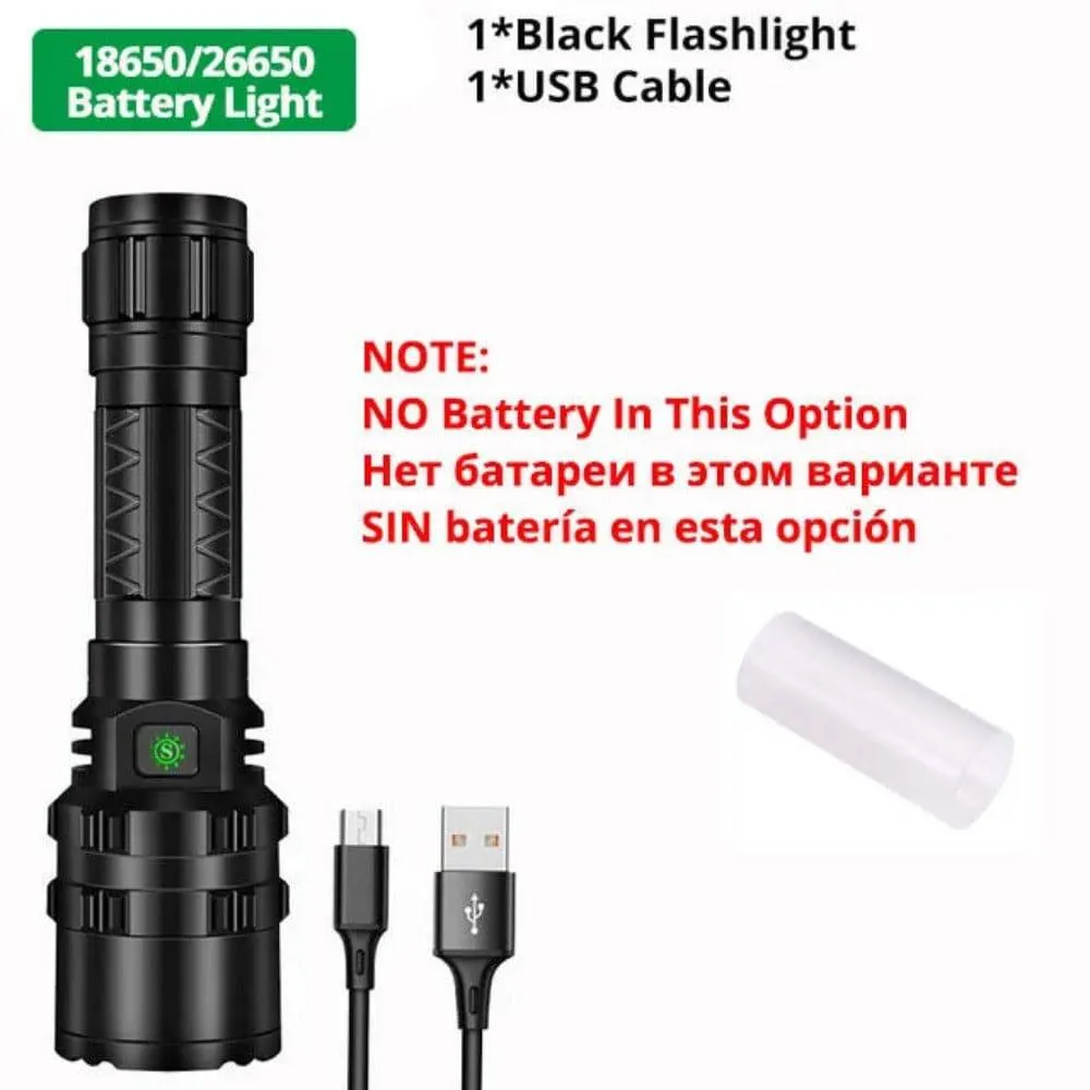 New 5000000LM High Power  Powerful LED Flashlight Tactical Military Torch USB Camping Lanterna Waterproof Self Defence
