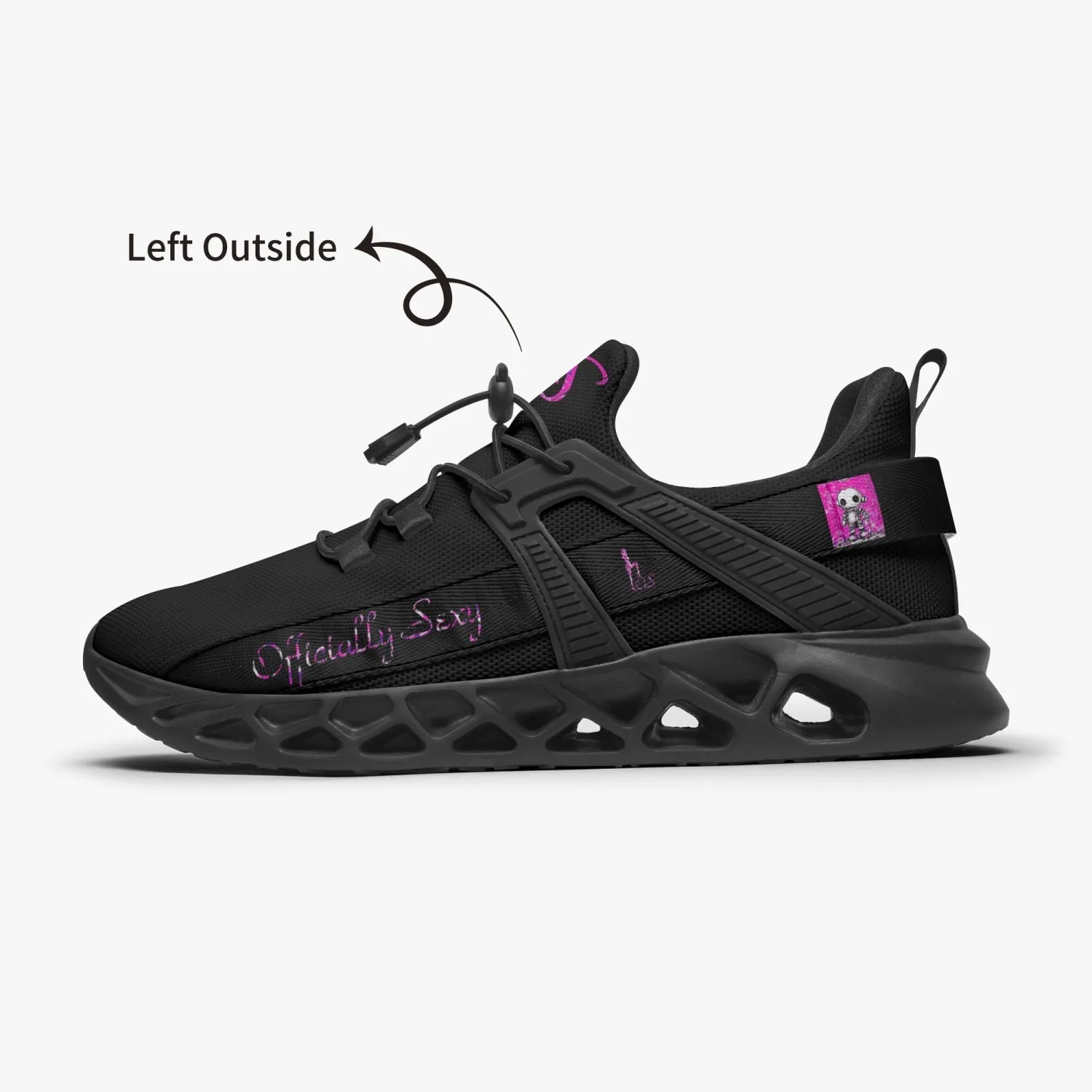 Officially Sexy Bubble Gum Pink Creepy Boy Collection Black Unisex Mesh Running Shoes