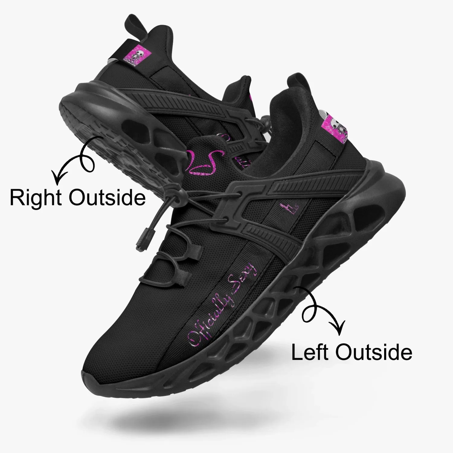 Officially Sexy Bubble Gum Pink Creepy Boy Collection Black Unisex Mesh Running Shoes