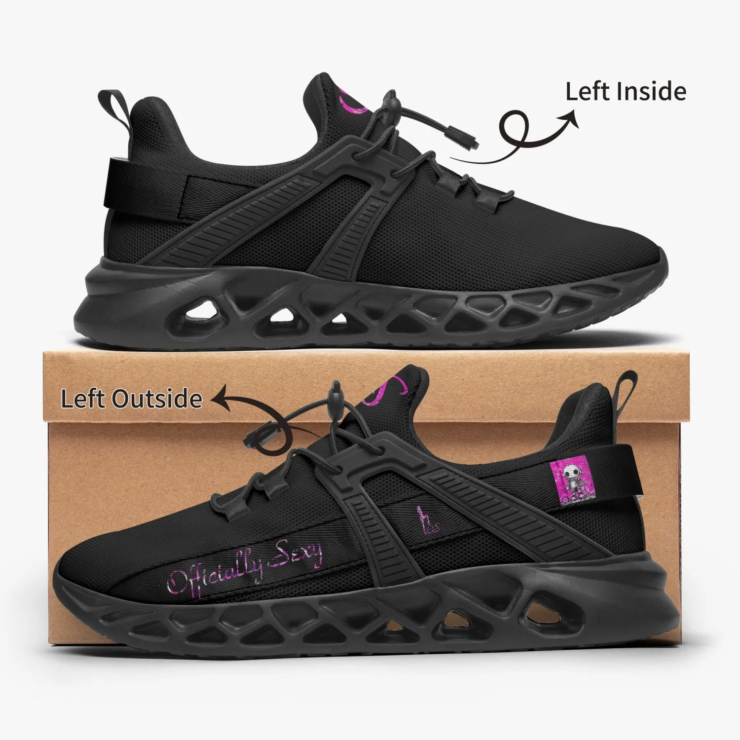 Officially Sexy Bubble Gum Pink Creepy Boy Collection Black Unisex Mesh Running Shoes