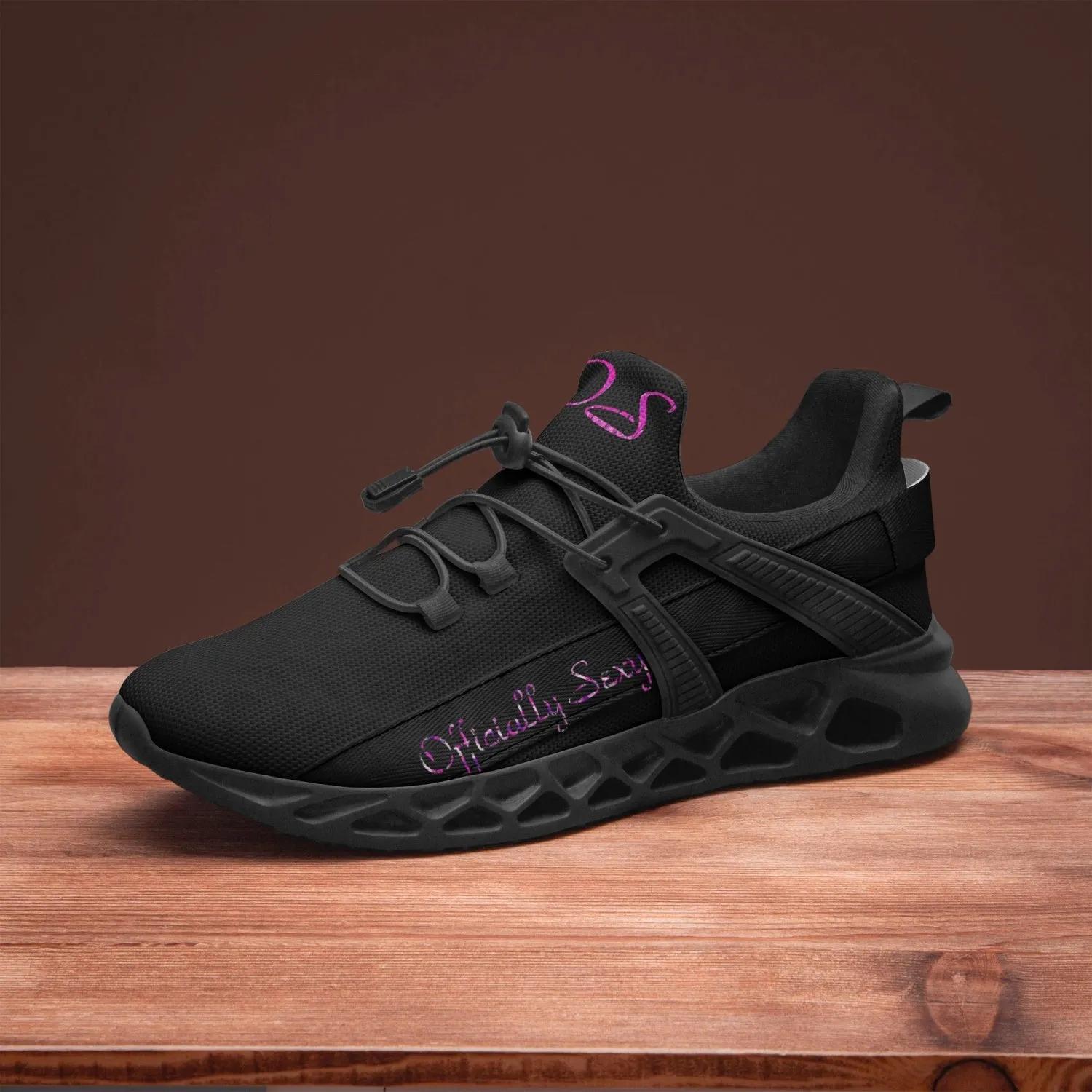Officially Sexy Bubble Gum Pink Creepy Boy Collection Black Unisex Mesh Running Shoes