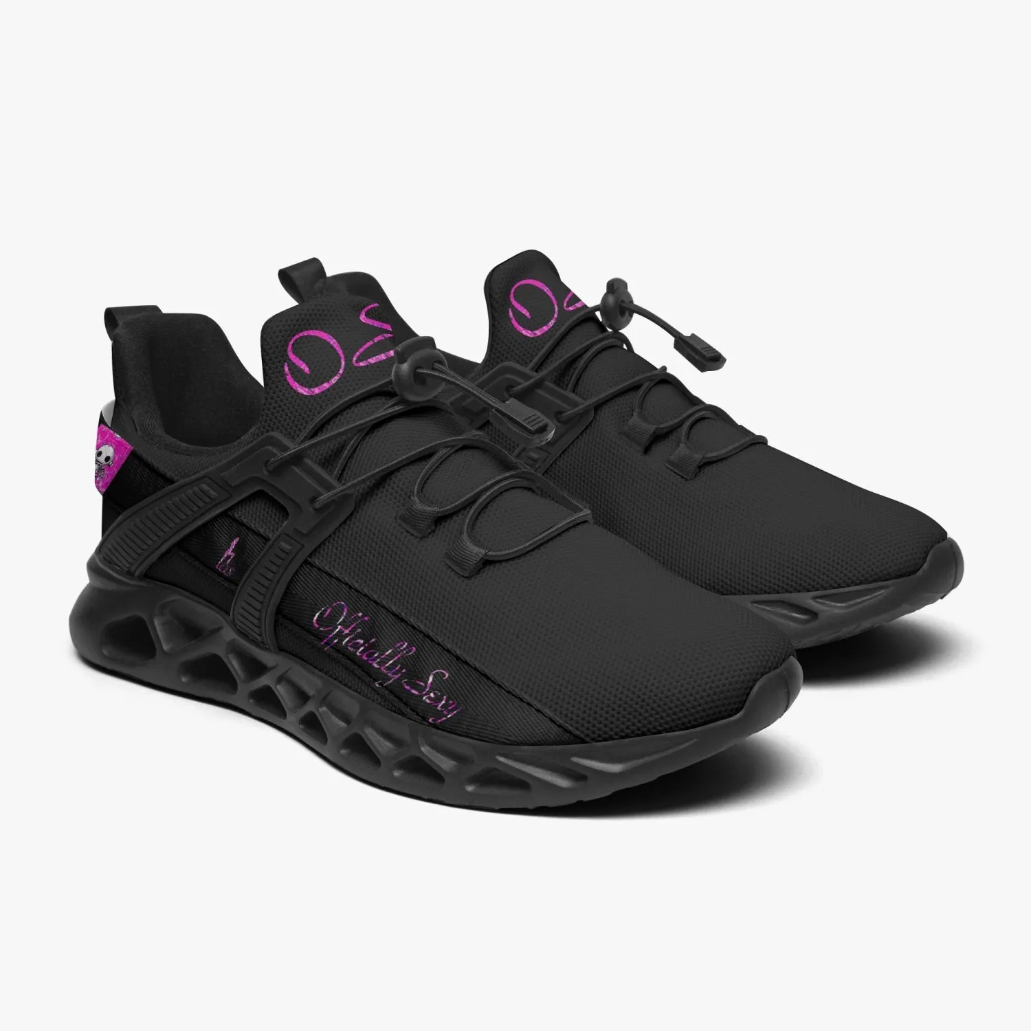 Officially Sexy Bubble Gum Pink Creepy Boy Collection Black Unisex Mesh Running Shoes