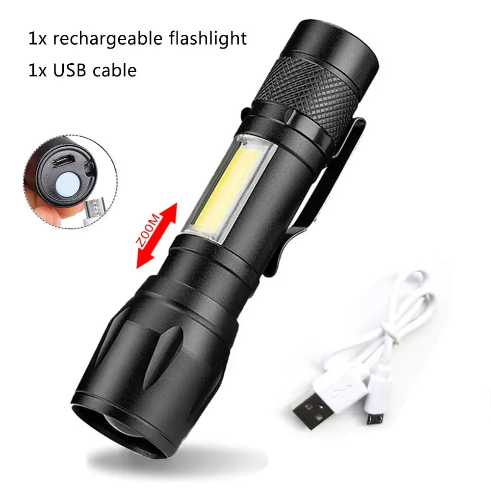 Portable Rechargeable Zoom LED Flashlight XP-G Q5 Mini Flash Light Torch Lantern 3 Lighting Modes Camping lamp