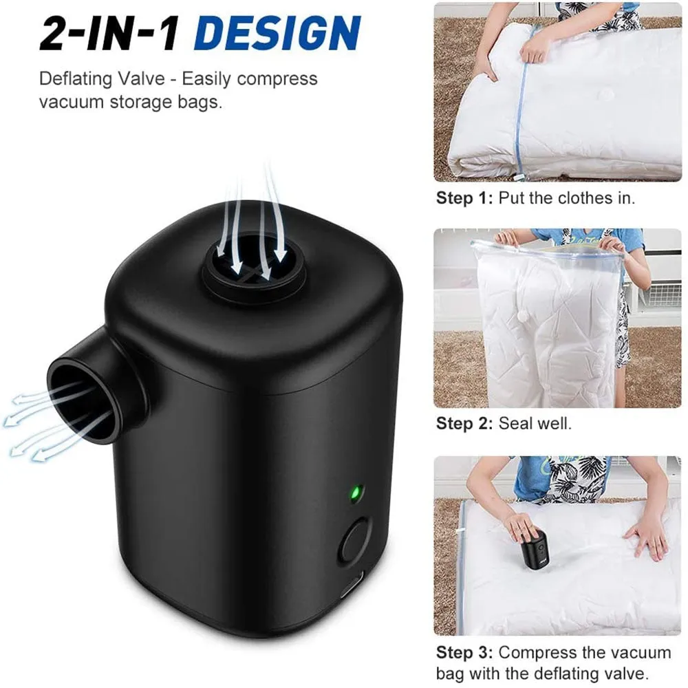 Portable USB Electric Air Pump for Camping: Inflate Mattress, Pillow, Swimming Ring, Inflatable Boat