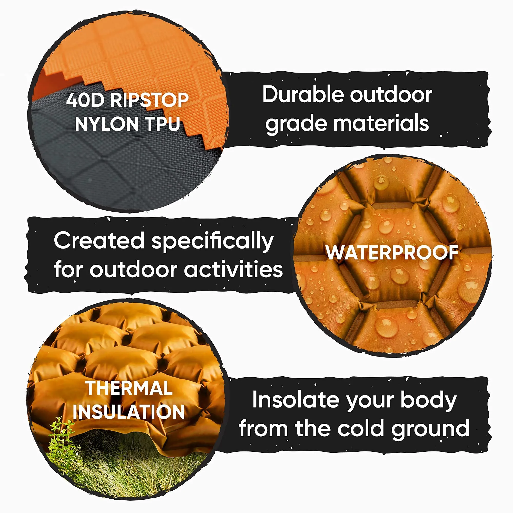 POWERLIX Ultralight Inflatable Camping Sleeping Pad - Camping Mattress for Backpacking, Hiking, Compact Lightweight Sleeping Mat for Camping, Inflation Bag/Repair Kit Included