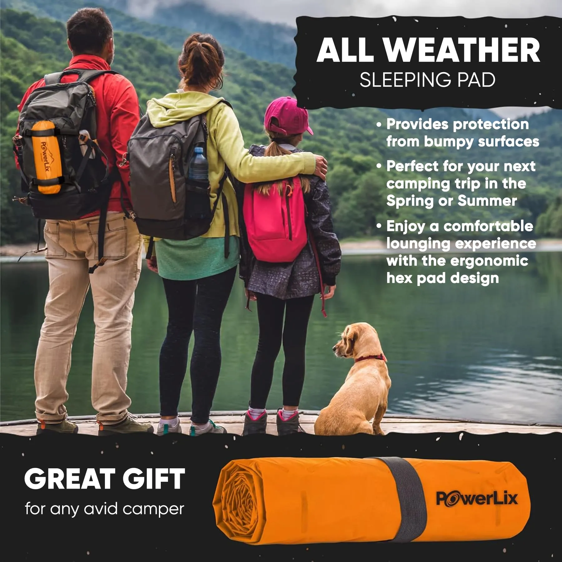 POWERLIX Ultralight Inflatable Camping Sleeping Pad - Camping Mattress for Backpacking, Hiking, Compact Lightweight Sleeping Mat for Camping, Inflation Bag/Repair Kit Included