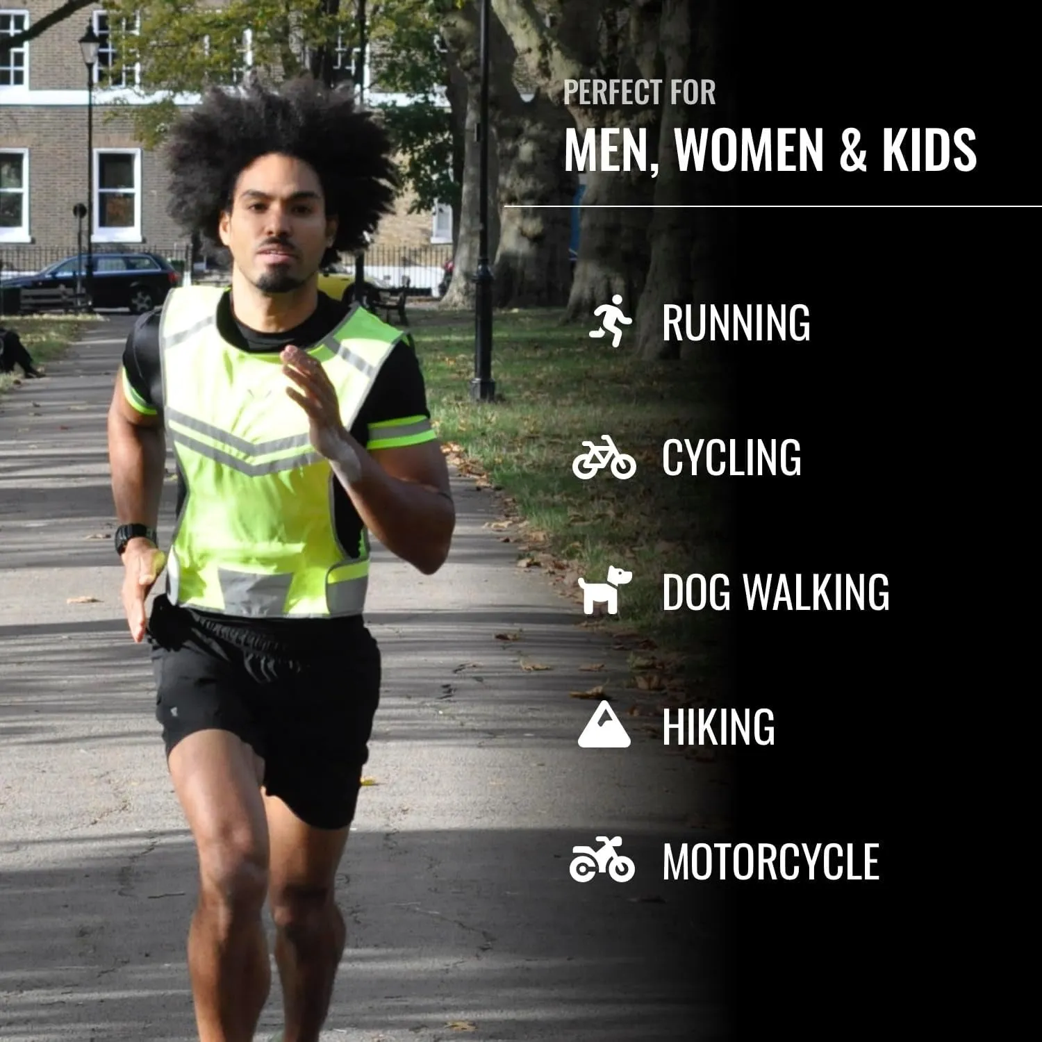 Running Reflective Vest with inside Pocket and 2 Bands, High Visibility Reflective Running Gear Safety Vest Straps for Men Women Kids for Night Running Walking Cycling