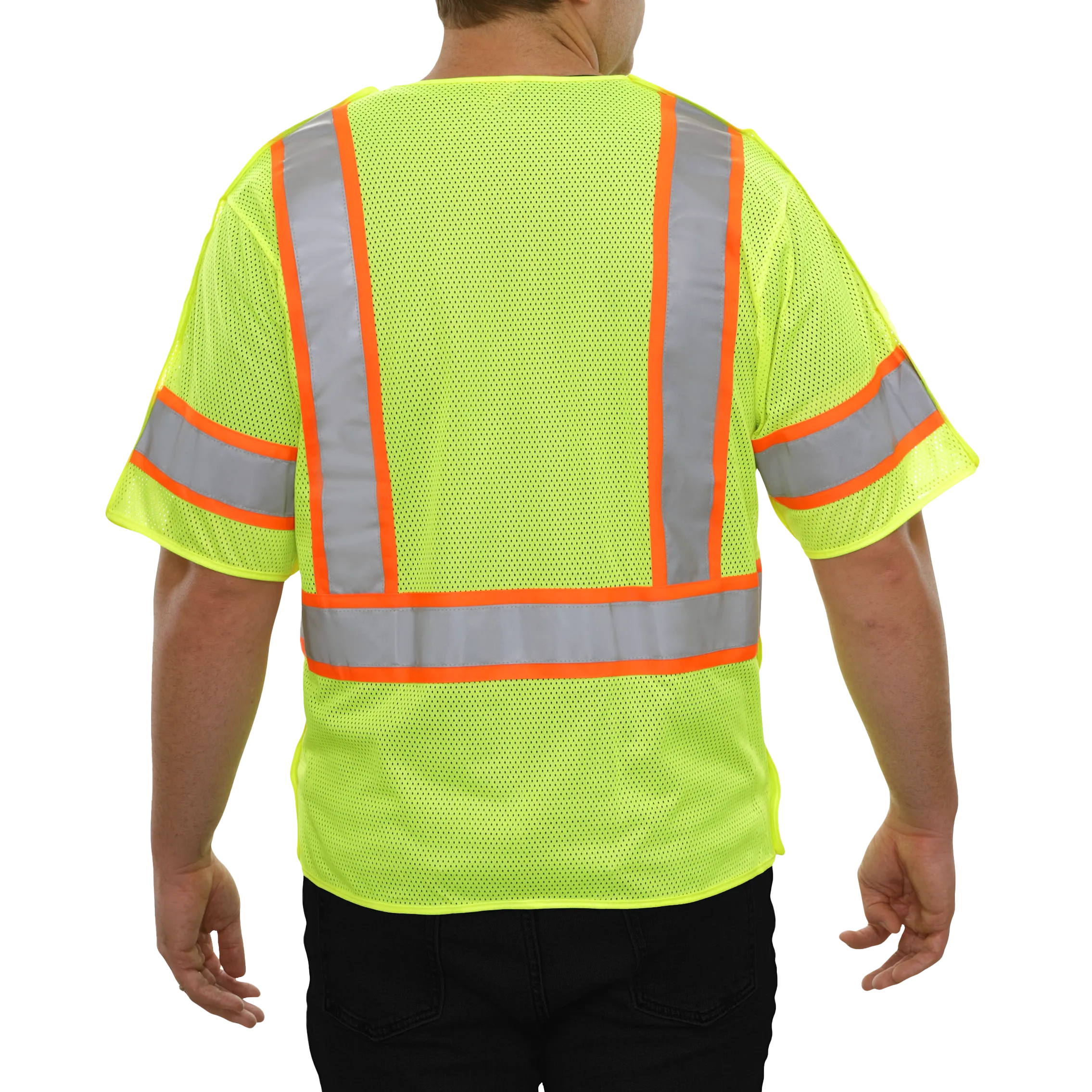 Safety Vest Hi Vis Vest 5pt Breakaway Zip Mesh ANSI 3