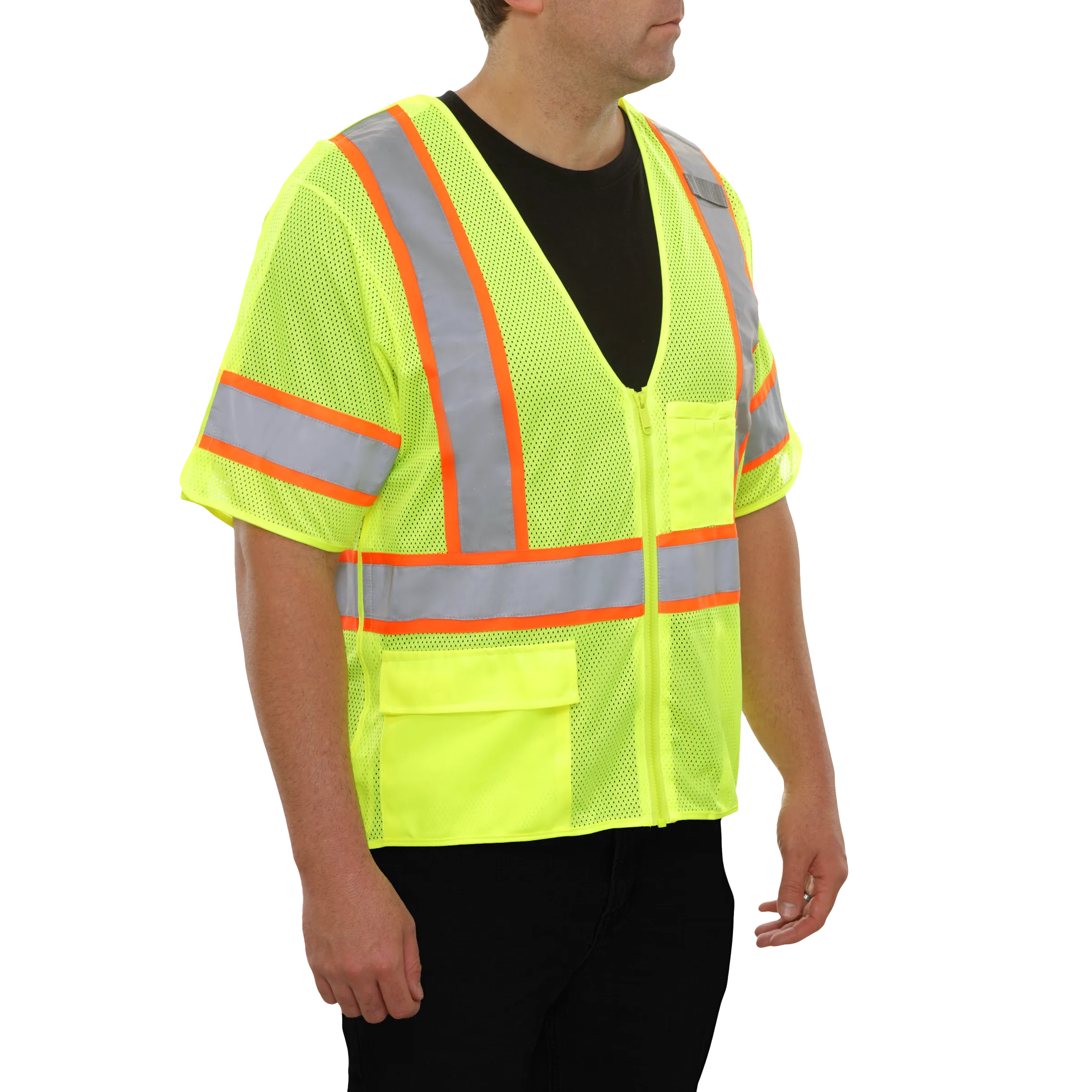 Safety Vest Hi Vis Vest 5pt Breakaway Zip Mesh ANSI 3