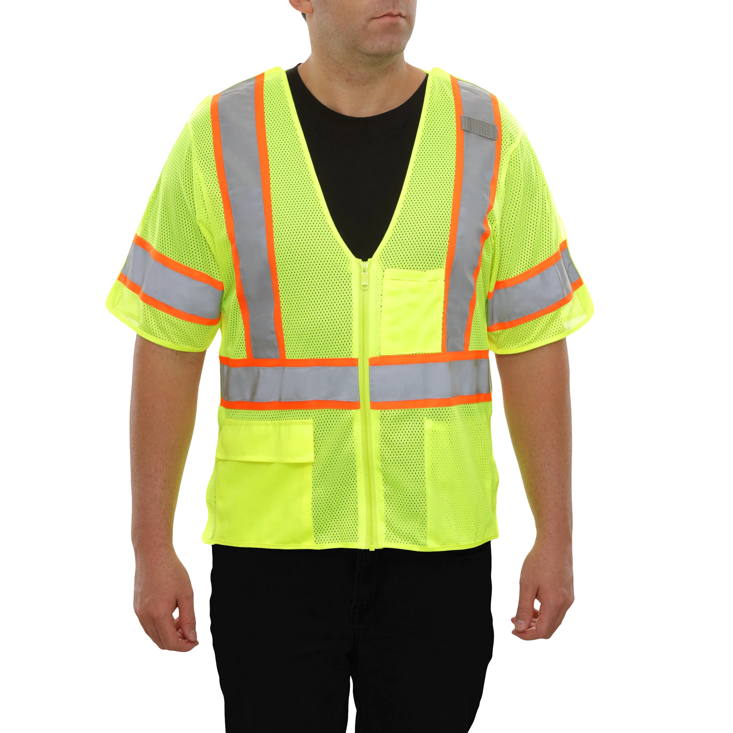 Safety Vest Hi Vis Vest 5pt Breakaway Zip Mesh ANSI 3