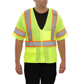 Safety Vest Hi Vis Vest 5pt Breakaway Zip Mesh ANSI 3