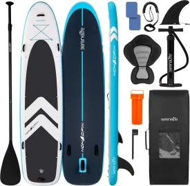 SereneLife 122 Inflatable SUP - Family Stand Up Paddle Board for 2 Adults and One Child - 34 Wide Stable Design with Non-Slip EVA Deck Pad, Premium SUP Accessories, 450 lbs. Capacity