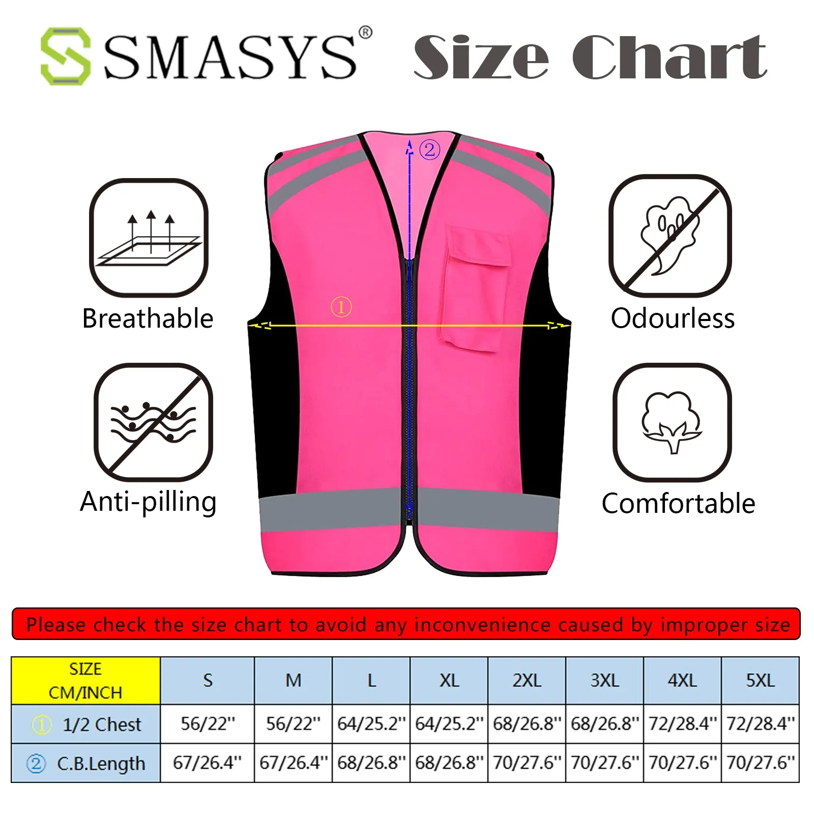 SMASYS High Visibility Safety Reflective Vest for Women