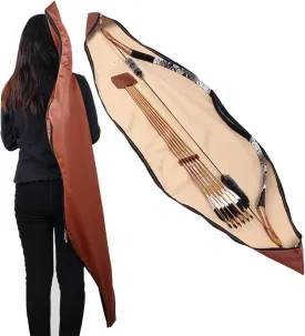 SOPOGER Archery Longbow Case 60 Inch - Traditional Long Bow Recurve Bow Case Leather A Piece Bow Carrying Bag for Outdoor Shooting Hunting
