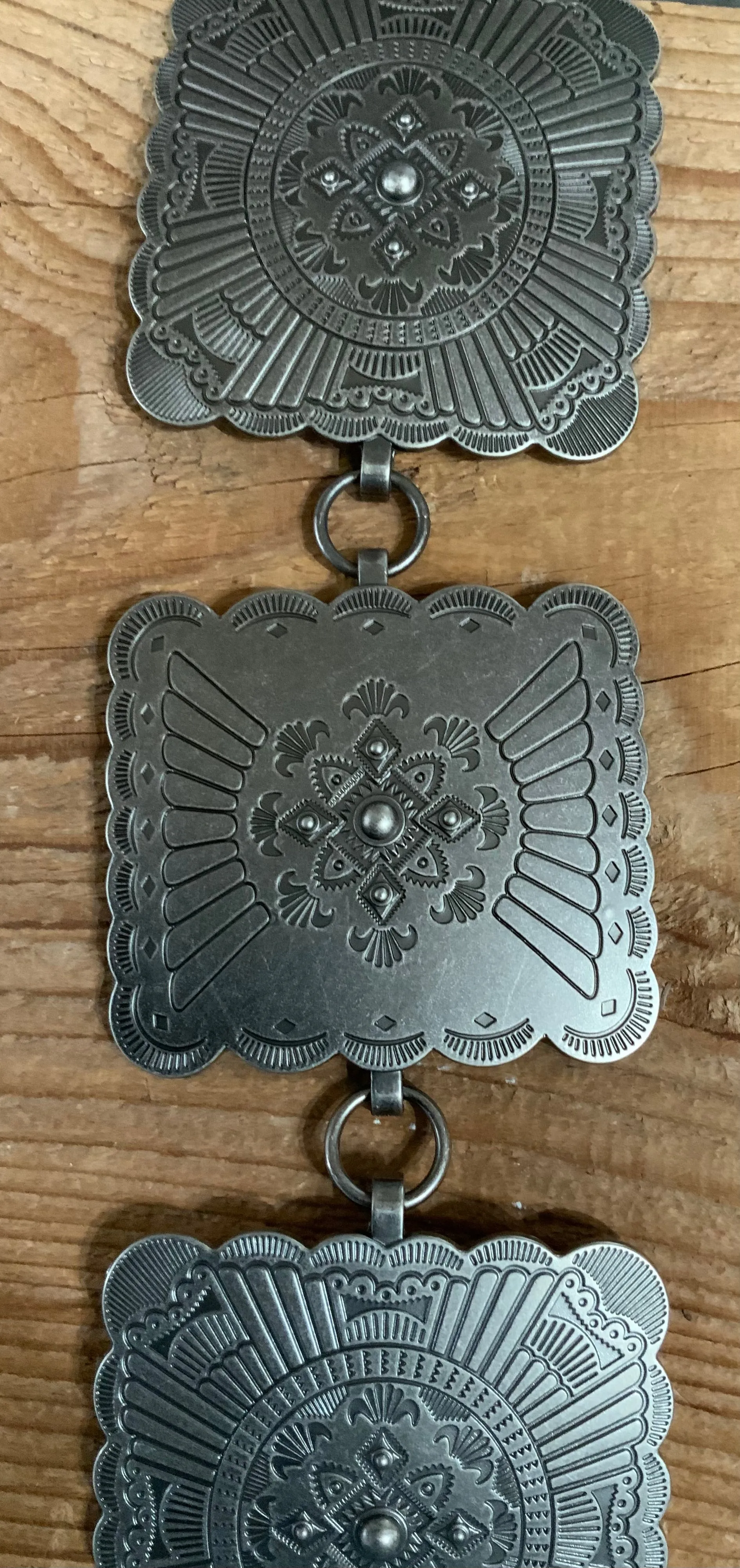 Square Engraved 3” Square Concho Belt