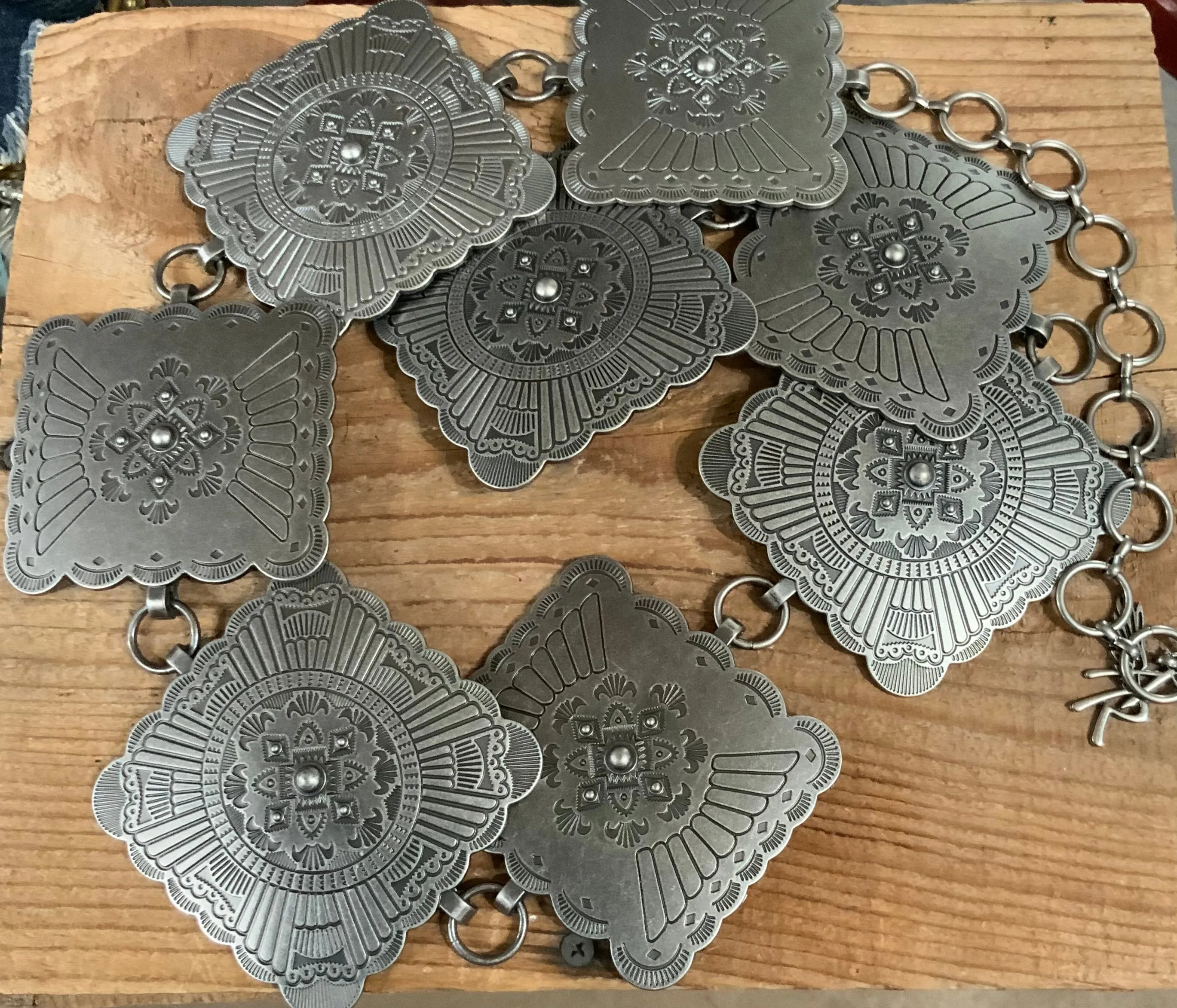 Square Engraved 3” Square Concho Belt