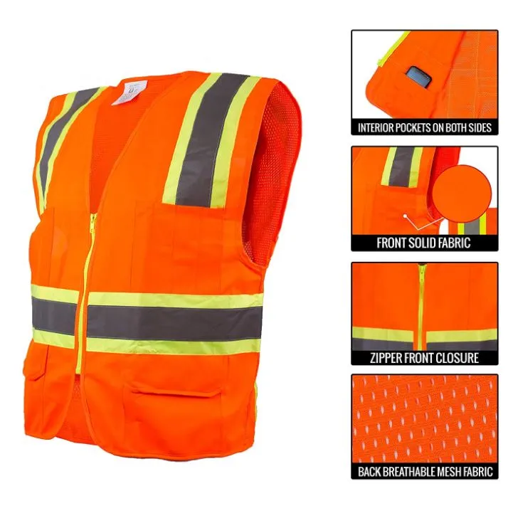 SRUS9811,9812, 9813 Class 2 Two Tone High Visibility Safety Vest- SRUSS9811&SRUSS9812 (Orange, Lime)