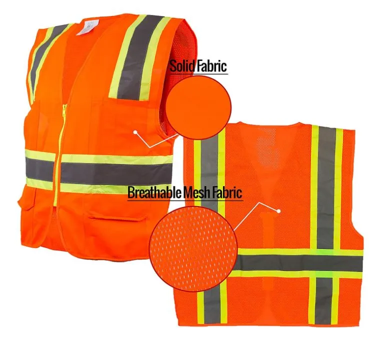 SRUS9811,9812, 9813 Class 2 Two Tone High Visibility Safety Vest- SRUSS9811&SRUSS9812 (Orange, Lime)