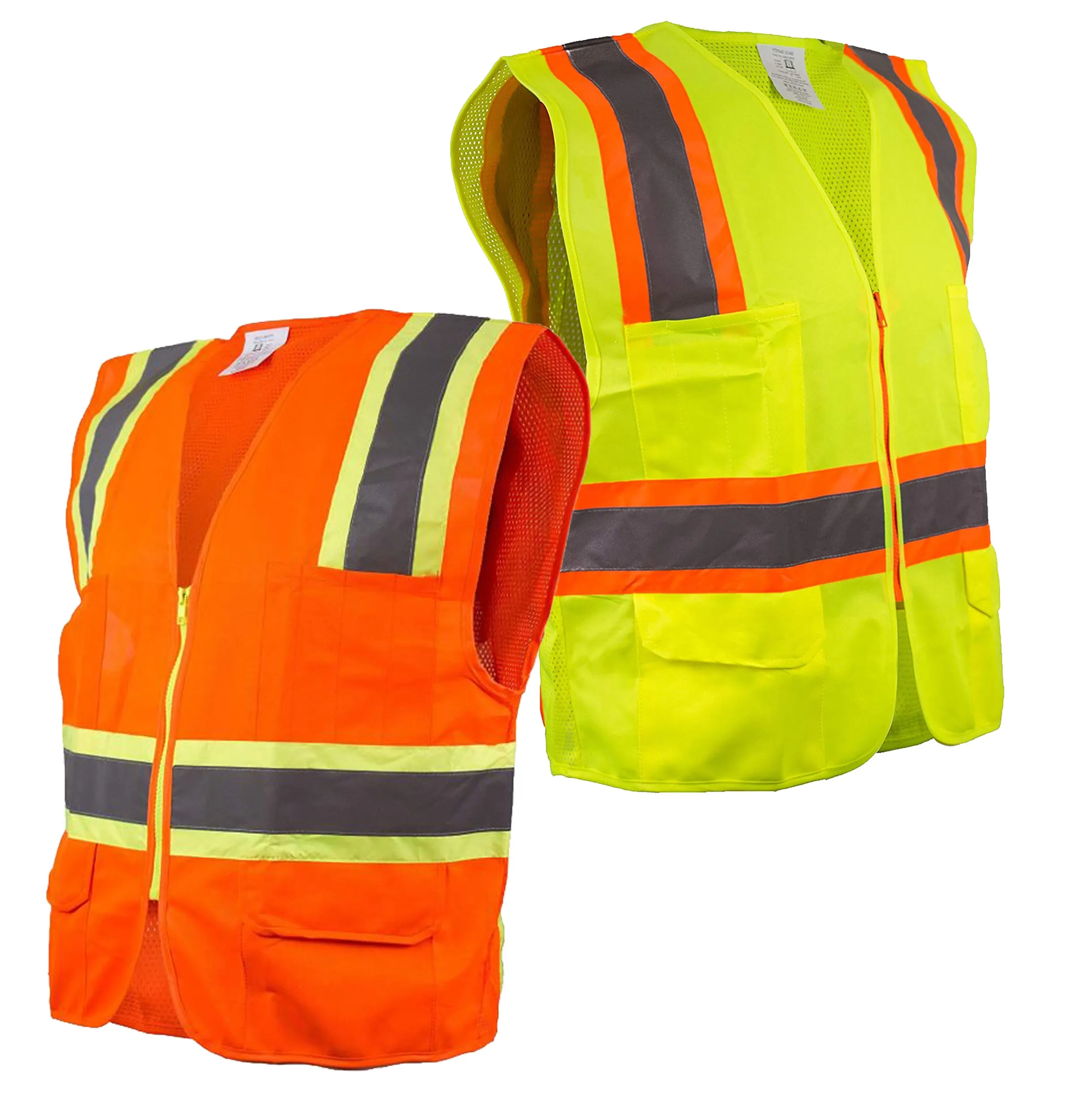 SRUS9811,9812, 9813 Class 2 Two Tone High Visibility Safety Vest- SRUSS9811&SRUSS9812 (Orange, Lime)
