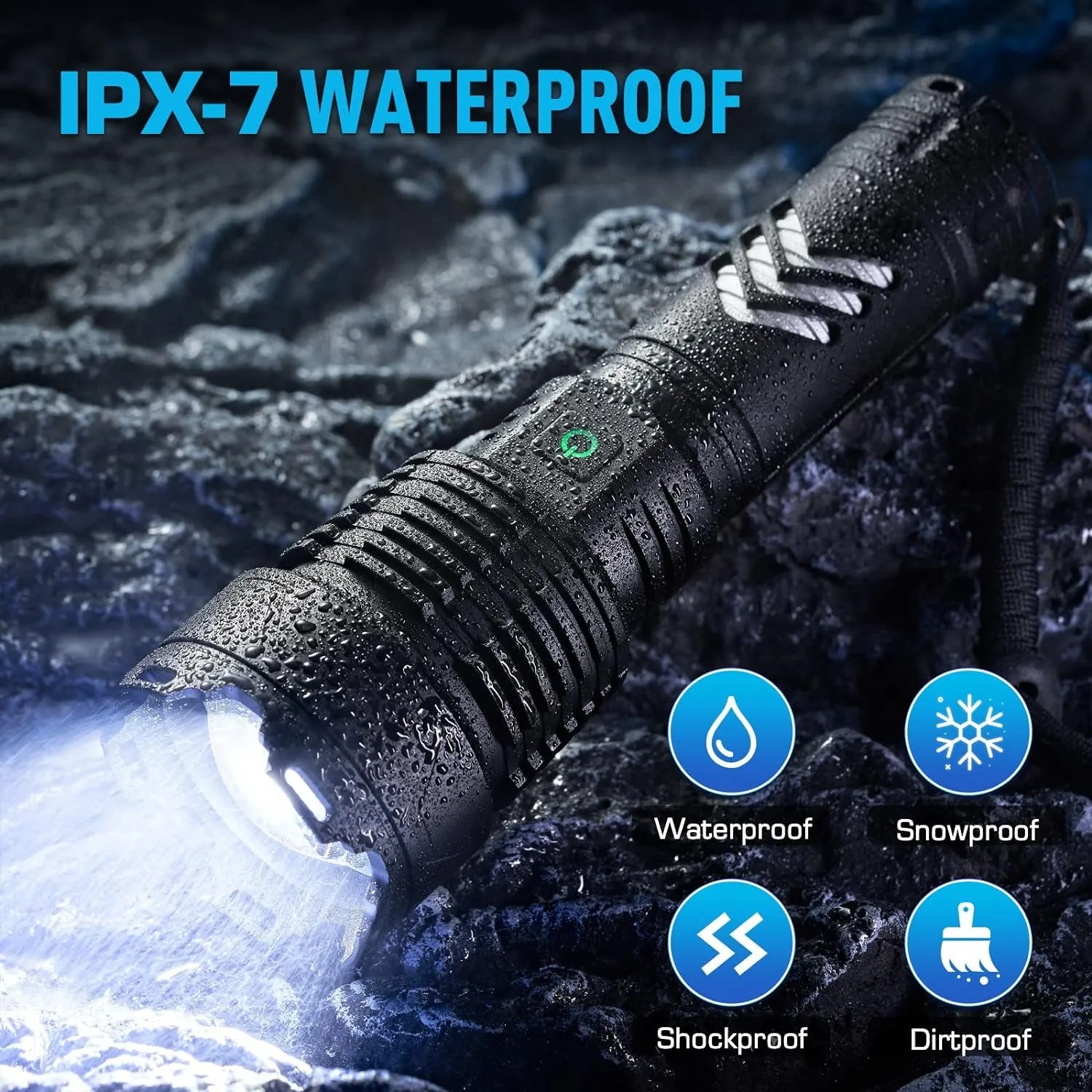 Torches 250000 High Lumens Rechargeable Flashlight, Led Torch 6 Modes Super Bright IPX7 Waterproof USB-C Charging Tactical Flashlights, Powerful Flashlight for Emergencies Camping