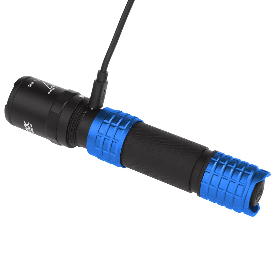 USB-558XL-BL: USB Tactical Flashlight w/Holster - Blue