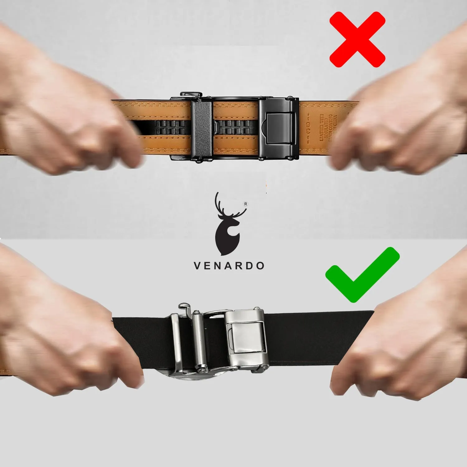 Venardo VINTOSS Genuine Leather Autolock Belt for Men - Perfect for Formal and Casual Wear - Adjustable  WITH  FREE CARD HOLDER WALLET