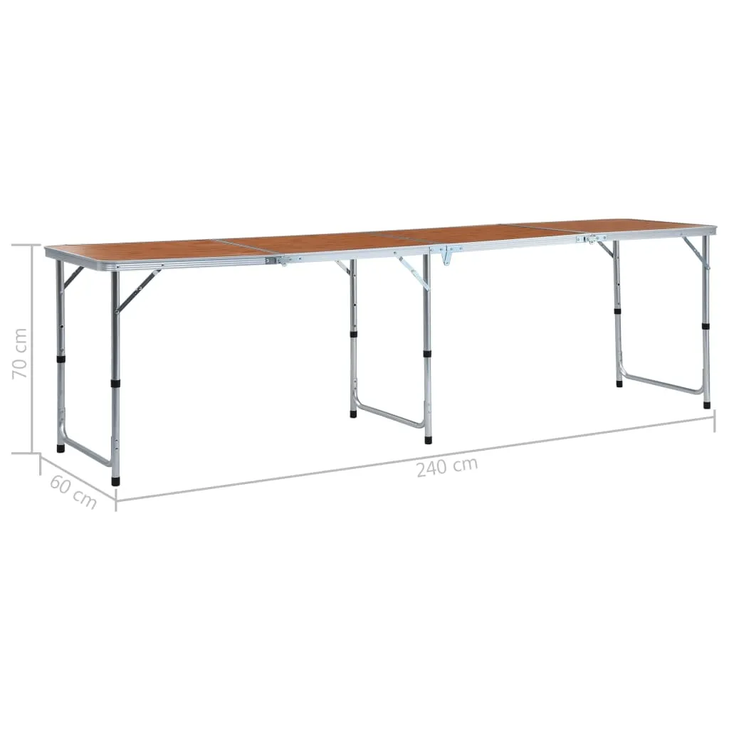 vidaXL Foldable Camping Table Aluminium 240x60 cm