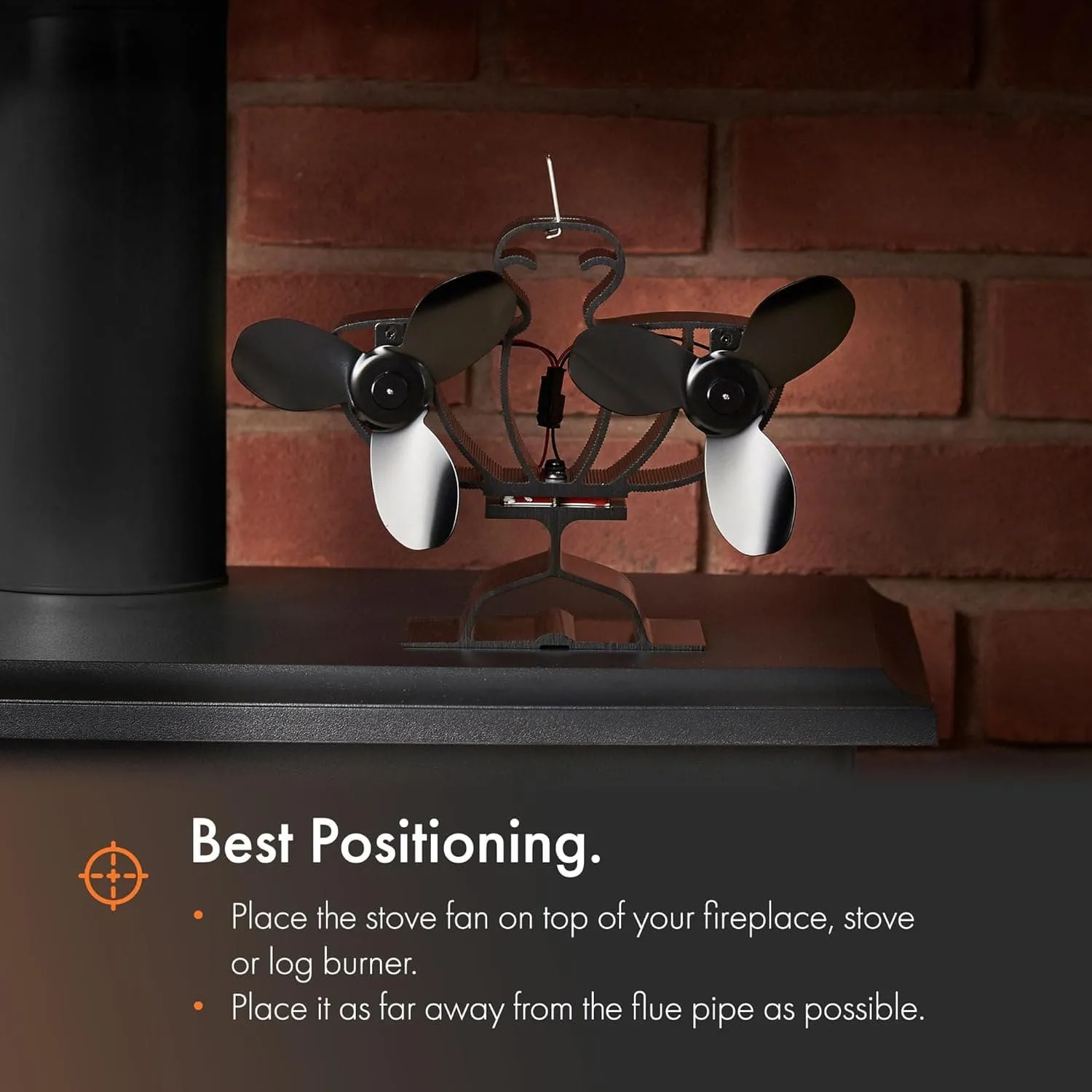 VonHaus Stove Fan – Double Log Burner Fan with 6 Blades, Heat Powered Fan for Wood/Log Burners, Fireplaces, Stove Heaters – Silent Operation, Eco Friendly Circulation, Self Powered