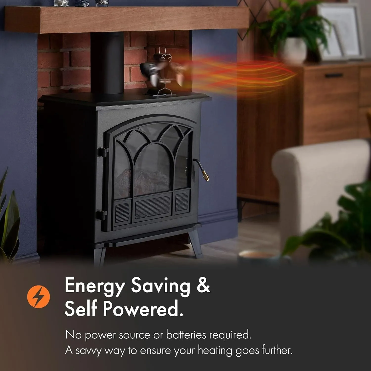 VonHaus Stove Fan – Double Log Burner Fan with 6 Blades, Heat Powered Fan for Wood/Log Burners, Fireplaces, Stove Heaters – Silent Operation, Eco Friendly Circulation, Self Powered