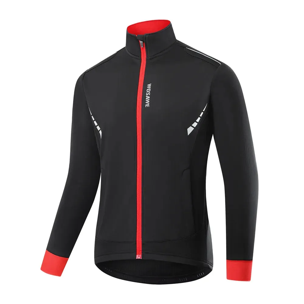 Winter Cycling Jacket Thermal Fleece Clothing Coat Water repellent Windproof Reflective Cycling Jersey Men Sportswear
