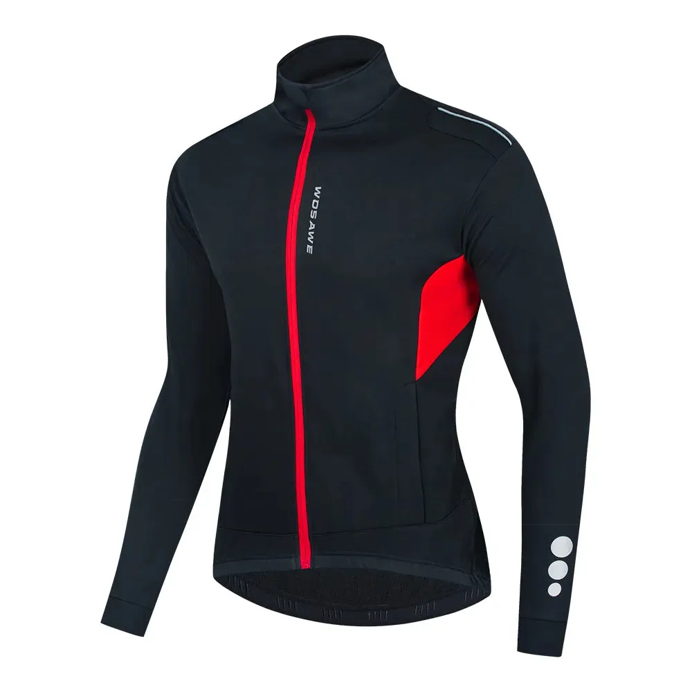 Winter Cycling Jacket Thermal Fleece Clothing Coat Water repellent Windproof Reflective Cycling Jersey Men Sportswear