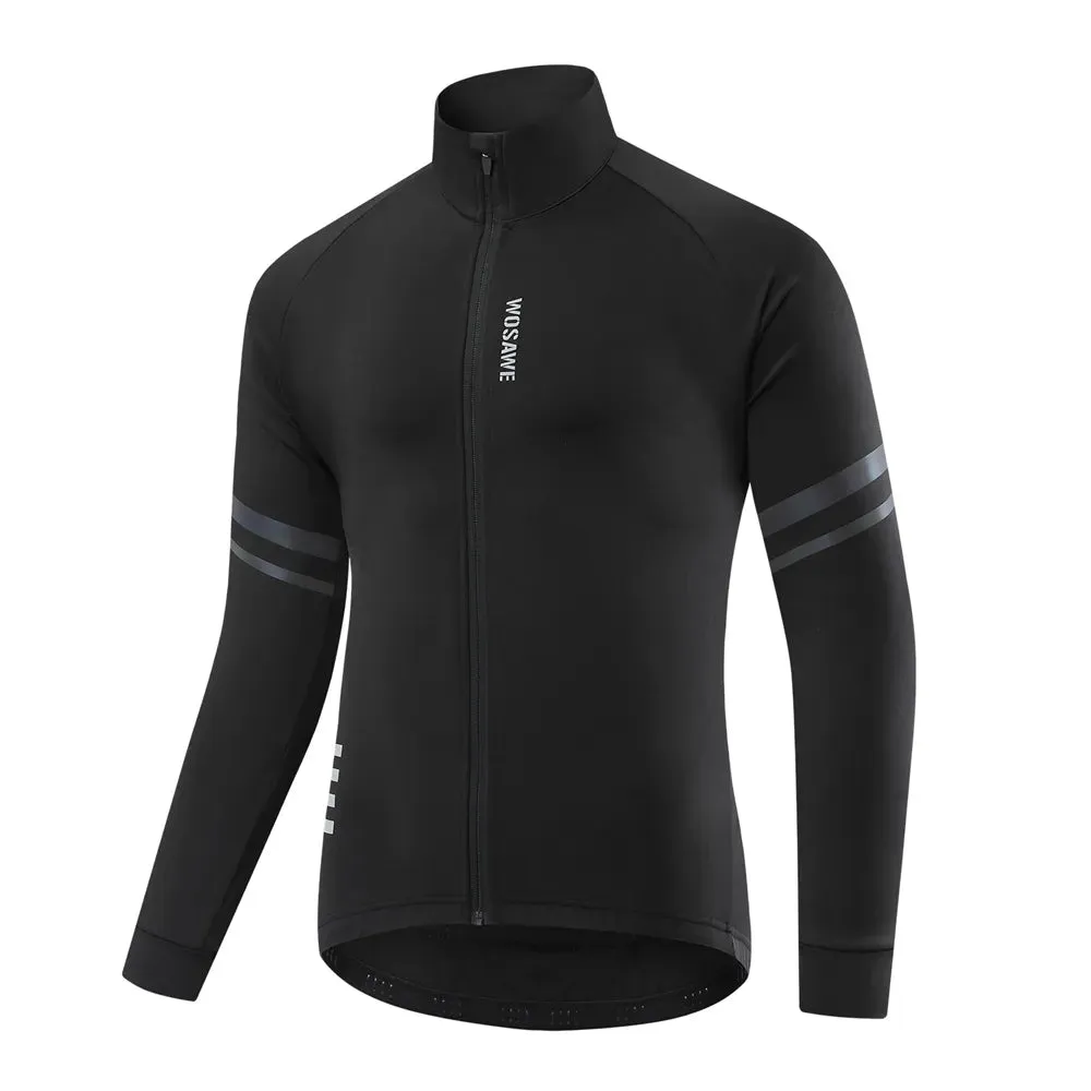 Winter Cycling Jacket Thermal Fleece Clothing Coat Water repellent Windproof Reflective Cycling Jersey Men Sportswear