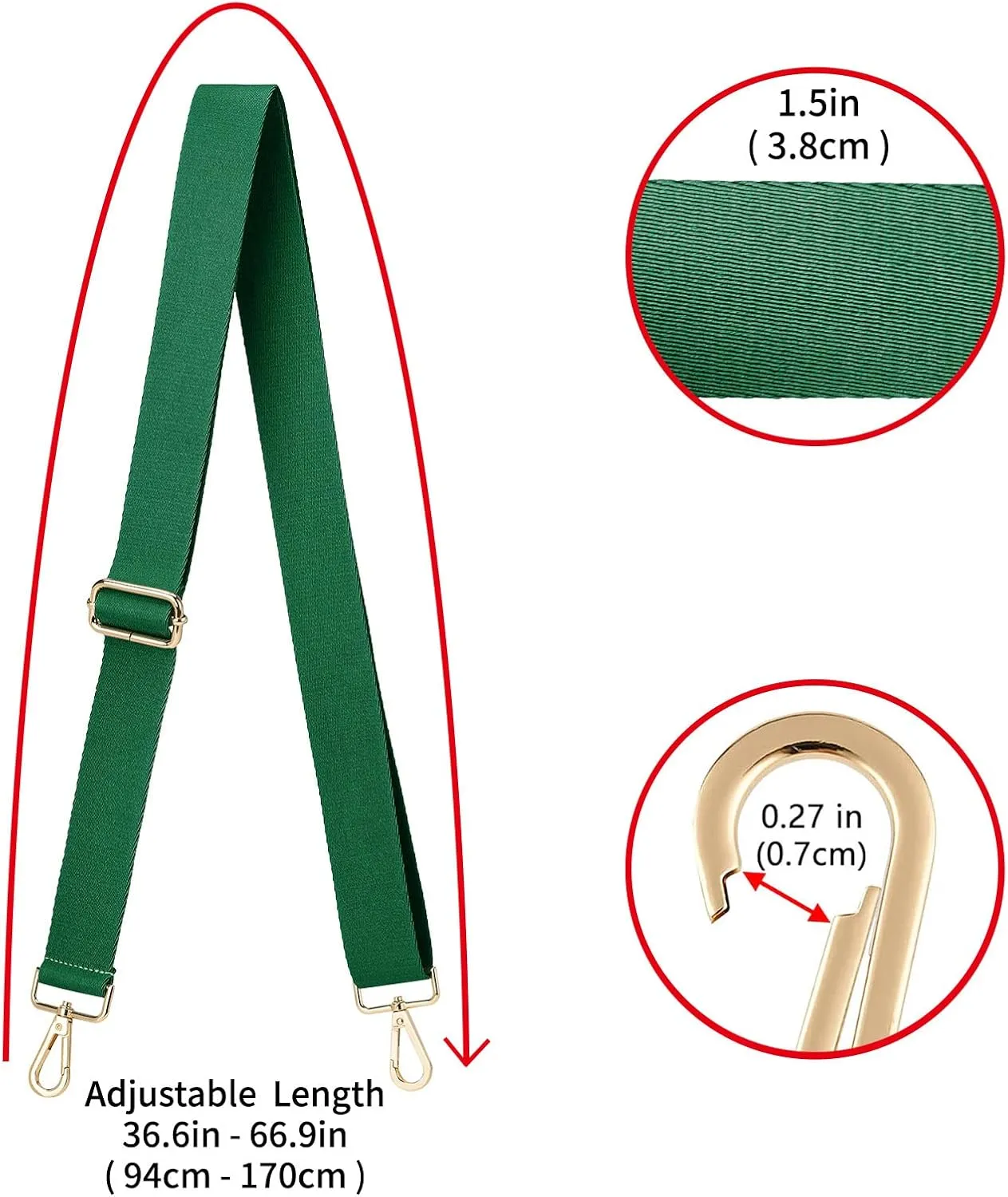 ZOOEASS Wide Shoulder Strap (Solid),Adjustable Replacement Belt Crossbody Canvas Bag Handbag